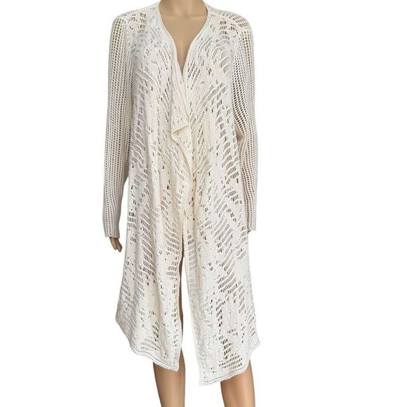 LUCKY BRAND beige cotton/wool blend Sausalito Drapey Wrap cardigan Size 2X - Picture 2 of 9